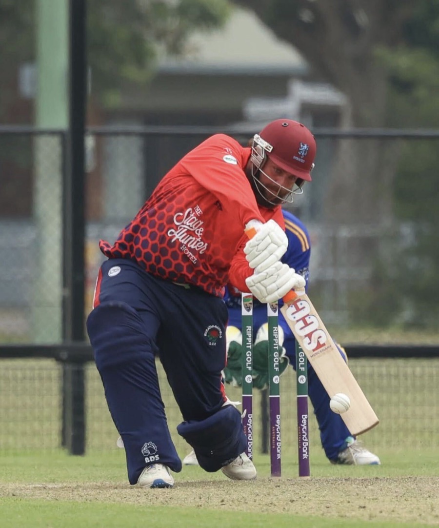 Alex Taylor, co-founder of HotSpot Cricket, batting at the crease